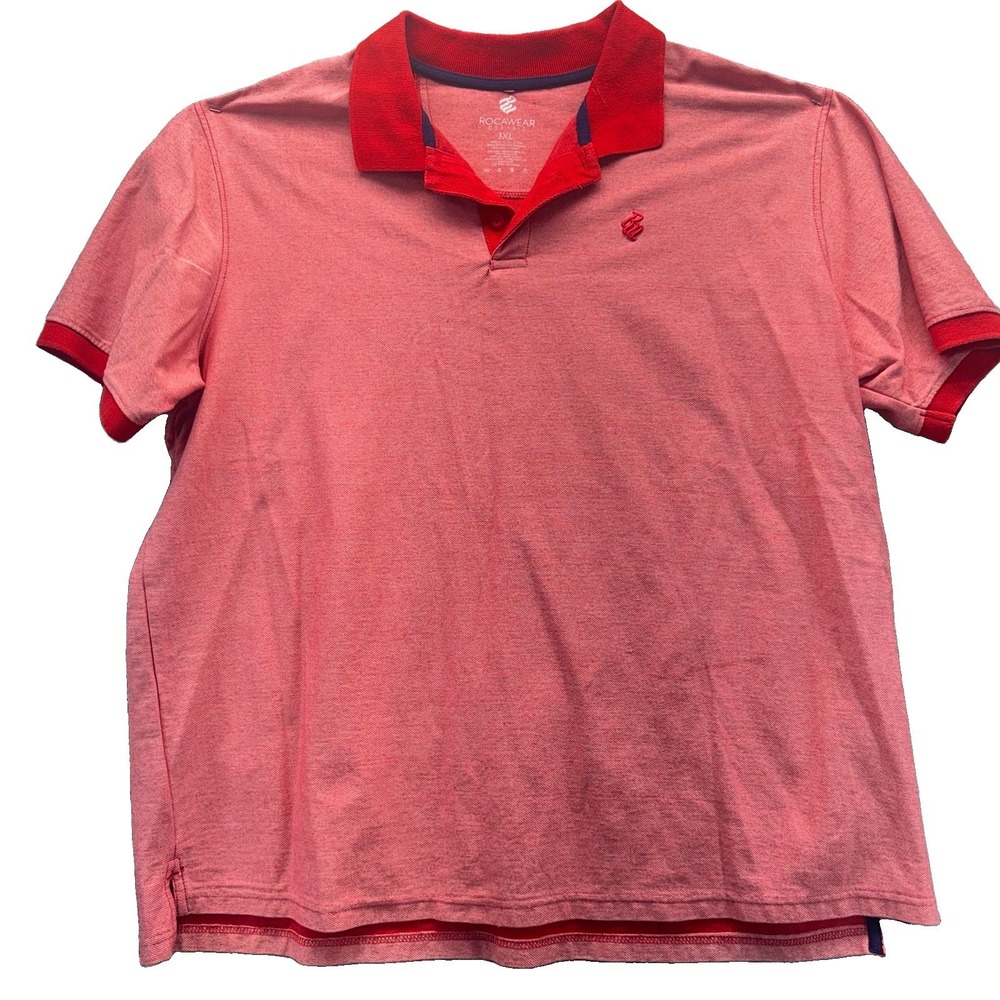 Vintage Rocawear Polo Shirt Men 3XL Logo Button Stretch Knit Hip hop Y2K 90s Red